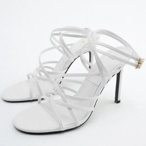 Zara white leather strappy heels size 6 (36) NWOT